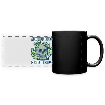 L’alcool tue les frissons du cannabis Fumer de l’herbe Pothead - Mug panoramique uni - noir - Devant
