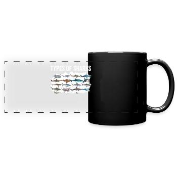 Types of Sharks - Panorama-Tasse farbig - Schwarz - Vorne
