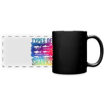 Types de requins - Mug panoramique uni - noir - Devant