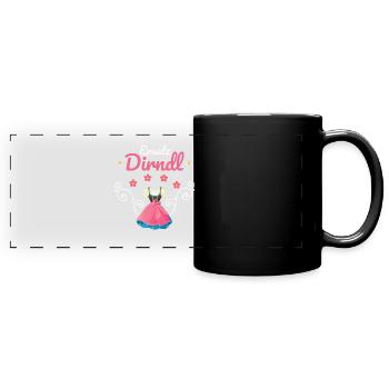 Dirndl Ersatz - Panorama-Tasse farbig - Schwarz - Vorne