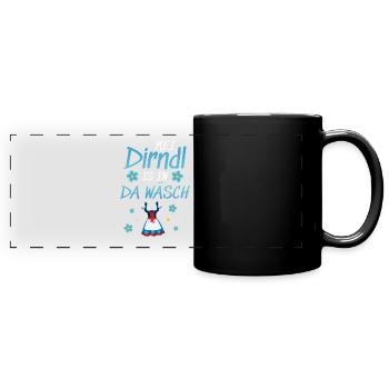 Dirndl Tracht | Mei Dirndl is in da - Panorama-Tasse farbig - Schwarz - Vorne