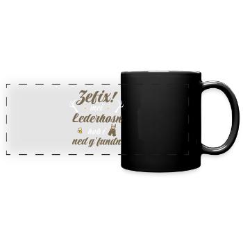 Trachtenshirt Herren Lederhosen - Panorama-Tasse farbig - Schwarz - Vorne
