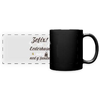 Trachtenshirt Herren Lederhosen - Panorama-Tasse farbig - Schwarz - Vorne