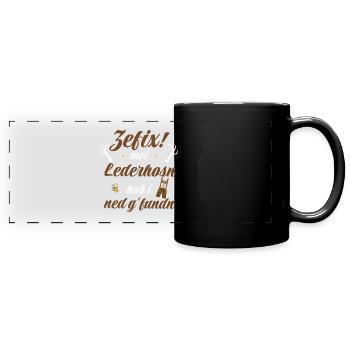 Trachtenshirt Herren Lederhosen - Panorama-Tasse farbig - Schwarz - Vorne