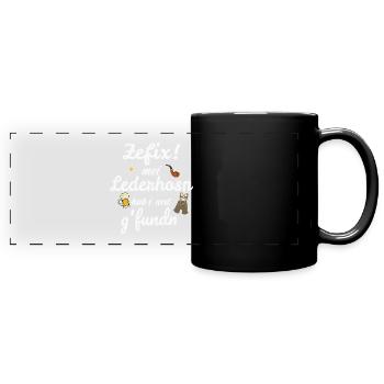 Trachtenshirt Herren Lederhosen - Panorama-Tasse farbig - Schwarz - Vorne