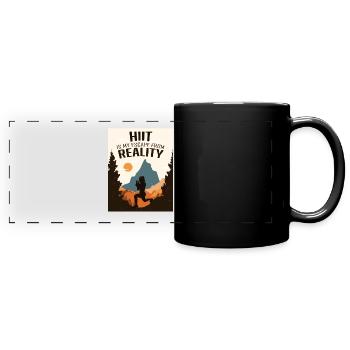HIIT, Fitness Frau - Panorama-Tasse farbig - Schwarz - Vorne