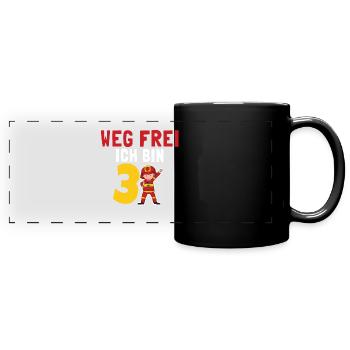 Kindergeburtstag 3 Jährige Feuerwehr Auto - Panorama-Tasse farbig - Schwarz - Vorne