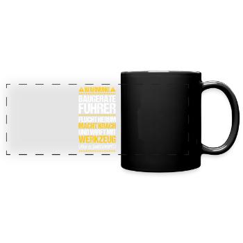 Baugeräteführer Kranführer Baggerfahrer Baugeräte - Panorama-Tasse farbig - Schwarz - Vorne