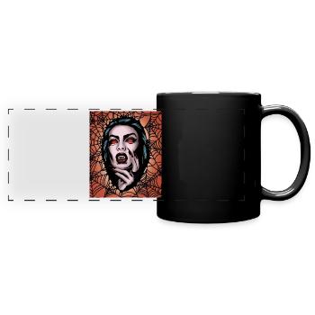 Gruselige Vampirin Gruseliges Spinnennetz Halloween - Panorama-Tasse farbig - Schwarz - Vorne