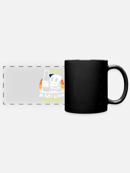 Essen ist meine Liebessprache - Panorama-Tasse farbig - Schwarz
