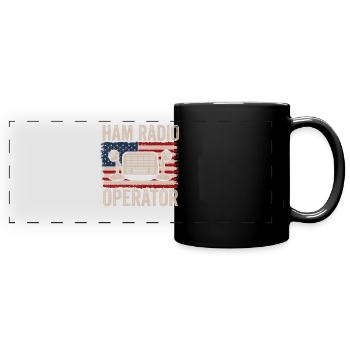 Ham Radio Operator US Flag - Full Colour Panoramic Mug - black - Front