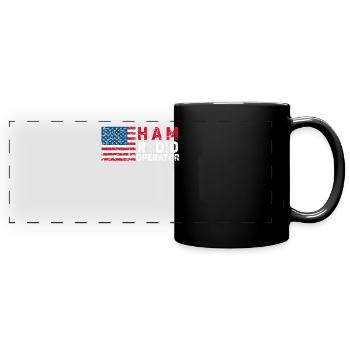 Ham Radio Operator US Flag - Full Colour Panoramic Mug - black - Front