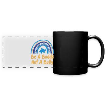 Sei ein Kumpel, kein Mobber Anti-Mobbing - Panorama-Tasse farbig - Schwarz - Vorne