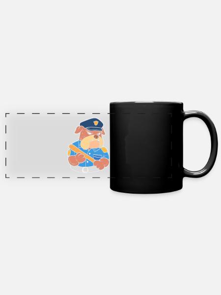 Hundepolizist Offizier - Panorama-Tasse farbig - Schwarz