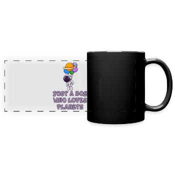 Juste un garçon qui aime les planètes du système solaire - Mug panoramique uni - noir - Devant