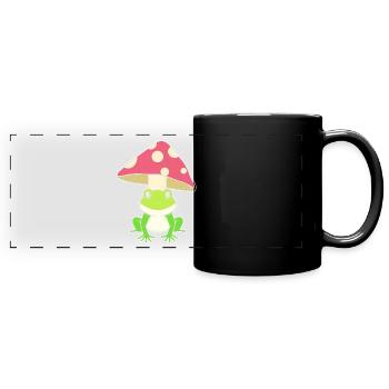 Frosch mit Pilzen Mykologe - Panorama-Tasse farbig - Schwarz - Vorne