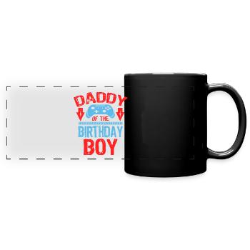 Daddy Of the Birthday Boy Gamer Gift Idea - Panorama-Tasse farbig - Schwarz - Vorne