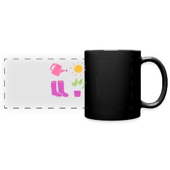 Botanisch Gärtner - Panorama-Tasse farbig - Schwarz - Vorne