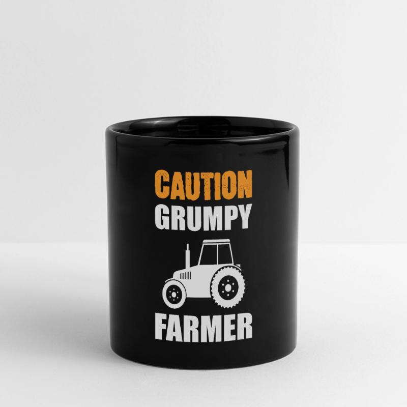 Caution Grumpy Farmer Bauer Panorama-Tasse farbig