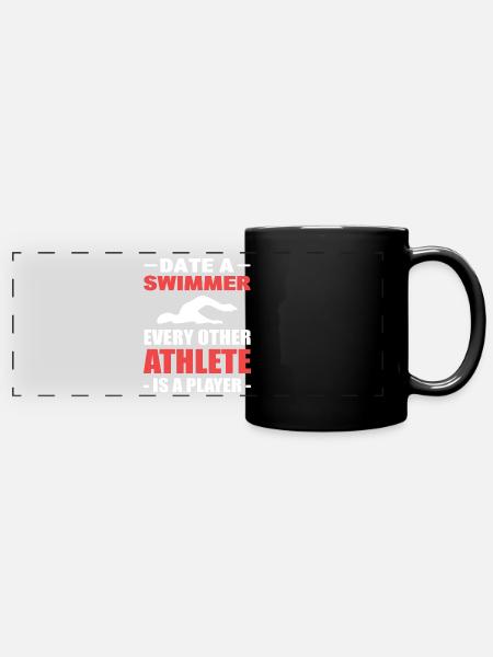 Lustiger Schwimmer Schwimmlehrer - Panorama-Tasse farbig - Schwarz