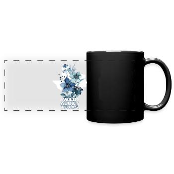 Wildflower Fields Wildflowers Bluebonnet - Full Colour Panoramic Mug - black - Front