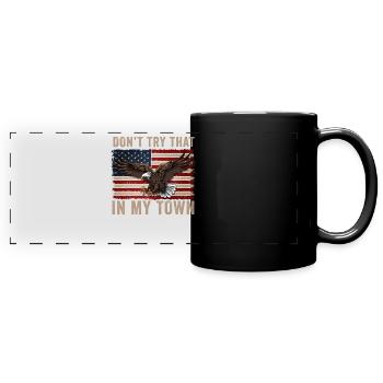 Small Town American Retro Eagle Vintage - Full Colour Panoramic Mug - black - Front