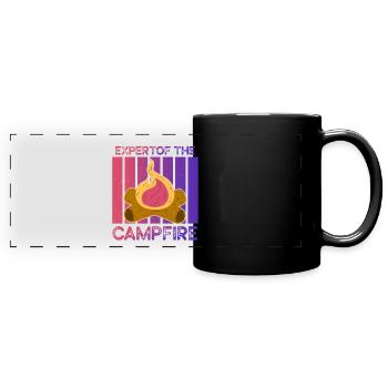 Experte für Camping-Experten am Lagerfeuer - Panorama-Tasse farbig - Schwarz - Vorne
