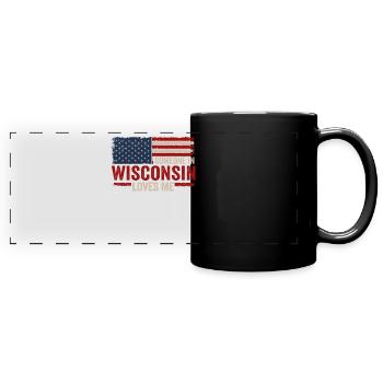 Jemand in Wisconsin liebt mich - Panorama-Tasse farbig - Schwarz - Vorne