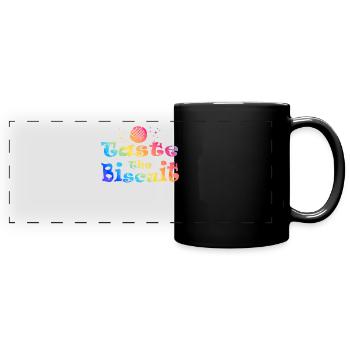 Schmecke den Keks Schmecke die Güte - Panorama-Tasse farbig - Schwarz - Vorne