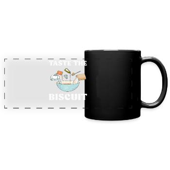 Schmecke den Keks Schmecke die Güte - Panorama-Tasse farbig - Schwarz - Vorne