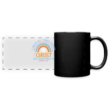 Mit Volleyball kann ich alles machen - Panorama-Tasse farbig - Schwarz - Vorne