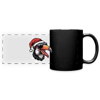 Toucan oiseau Noël drôle - Mug panoramique uni - noir - Devant