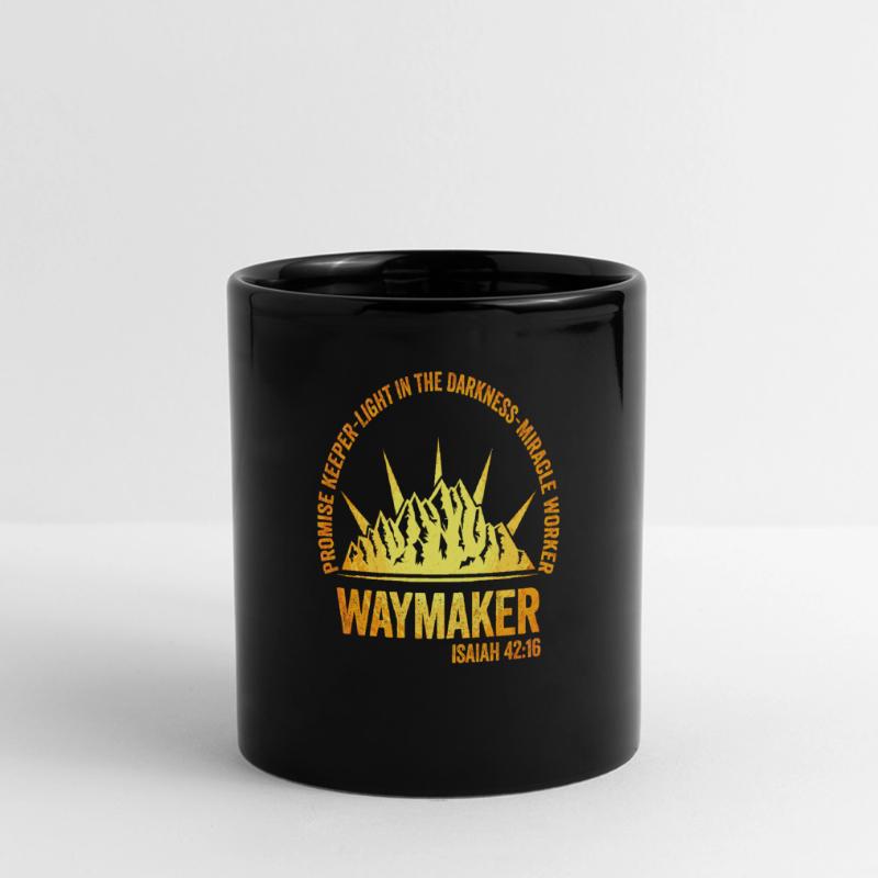 Wegweiser, Versprechenshüter, Wundertäter Panorama-Tasse farbig