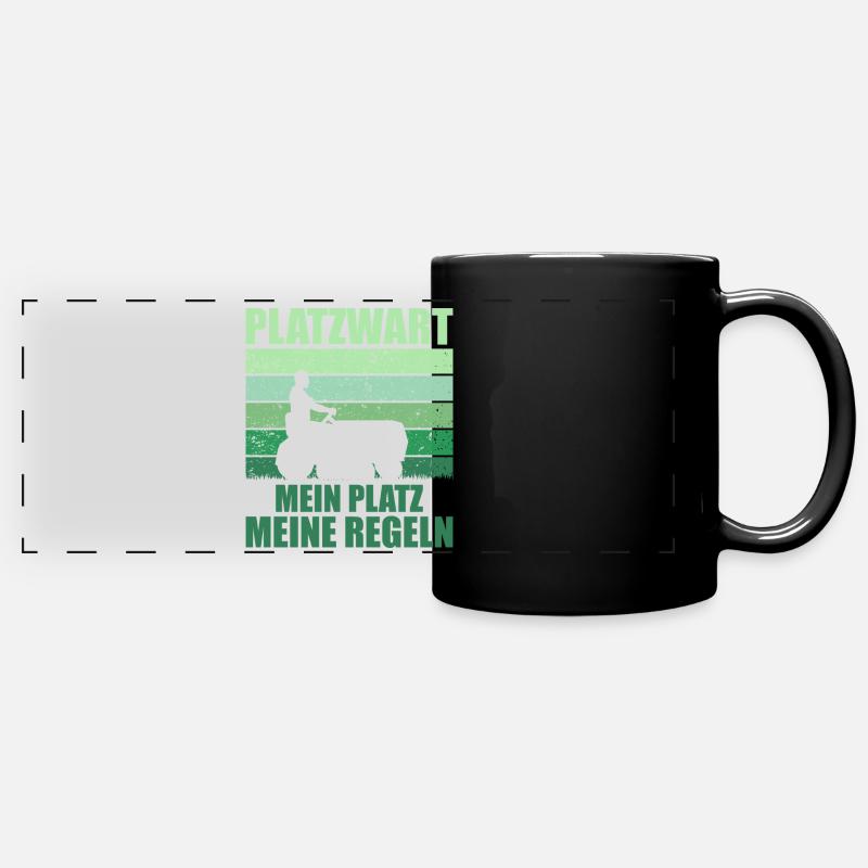 Groundskeeper Garden Lawn Mower Gift - Full Colour Panoramic Mug - black