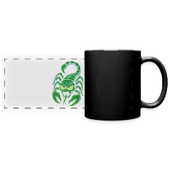Scorpion vert vénéneux dans le style bande dessinée - Mug panoramique uni - noir - Devant
