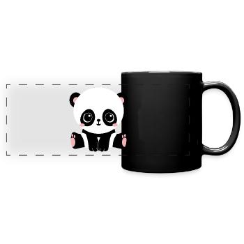 panda bear baer baby bamboo bambus64 - Panorama-Tasse farbig - Schwarz - Vorne