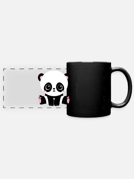 Panda - Panorama-Tasse farbig - Schwarz