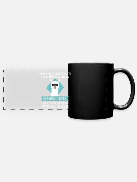 Alpaka-Hirte - Panorama-Tasse farbig - Schwarz