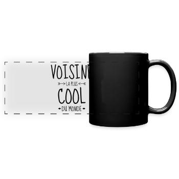 Nachbar / Nachbarschaft / Nachbarin / Haus - Panorama-Tasse farbig - Schwarz - Vorne