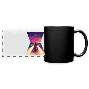 80er Retro Auto - Panorama-Tasse farbig - Schwarz - Vorne