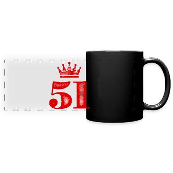 51 Zahl Krone - Panorama-Tasse farbig - Schwarz - Vorne