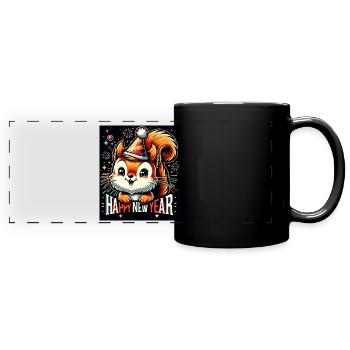 Neujahr Sylvester Eichhörnchen Jahreswechsel - Panorama-Tasse farbig - Schwarz - Vorne