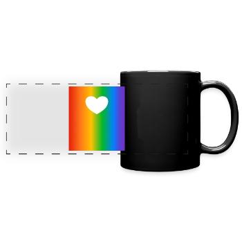 Regenbogen Farbverläufe Farben Herz - Panorama-Tasse farbig - Schwarz - Vorne