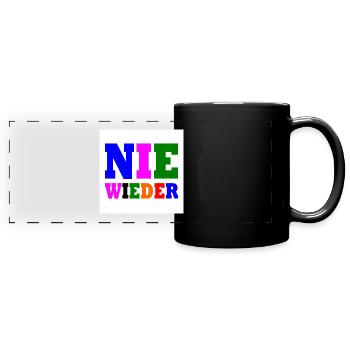 Nie wieder - Panorama-Tasse farbig - Schwarz - Vorne