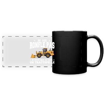 Engin de chantier Tractopelle Ronfler - Mug panoramique uni - noir - Devant