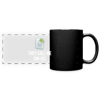 Gin Spruch They call me Gin-ius - Panorama-Tasse farbig - Schwarz - Vorne