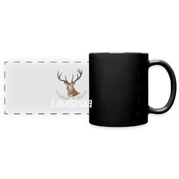 Lausbua Hirsch Lederhosen - Panorama-Tasse farbig - Schwarz - Vorne