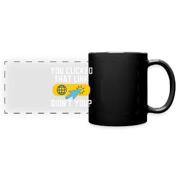 Bei Cyberangriffen einfach Kabel ziehen - Panorama-Tasse farbig - Schwarz - Vorne