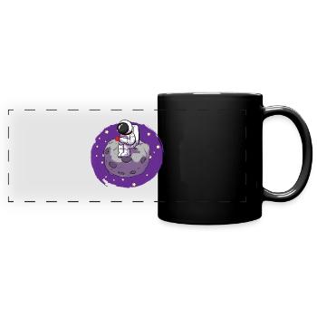 Astronauten trinkt Kaffee Kaffeesüchtiger - Panorama-Tasse farbig - Schwarz - Vorne