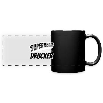 Superheld, clever getarnt als Drucker - Panorama-Tasse farbig - Schwarz - Vorne